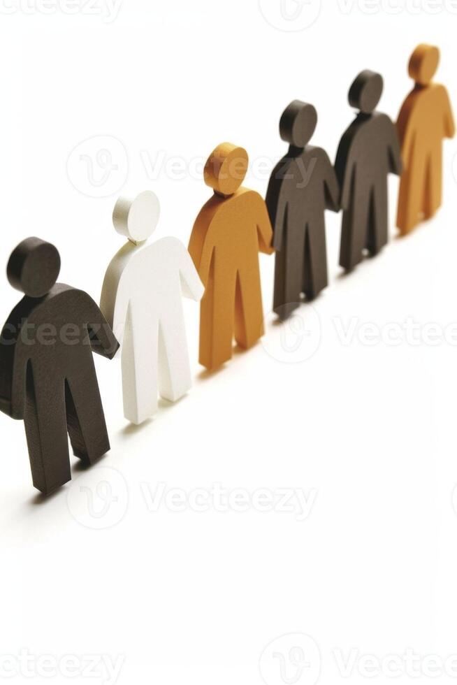 Diverse group of people holding hands standing in a row photo