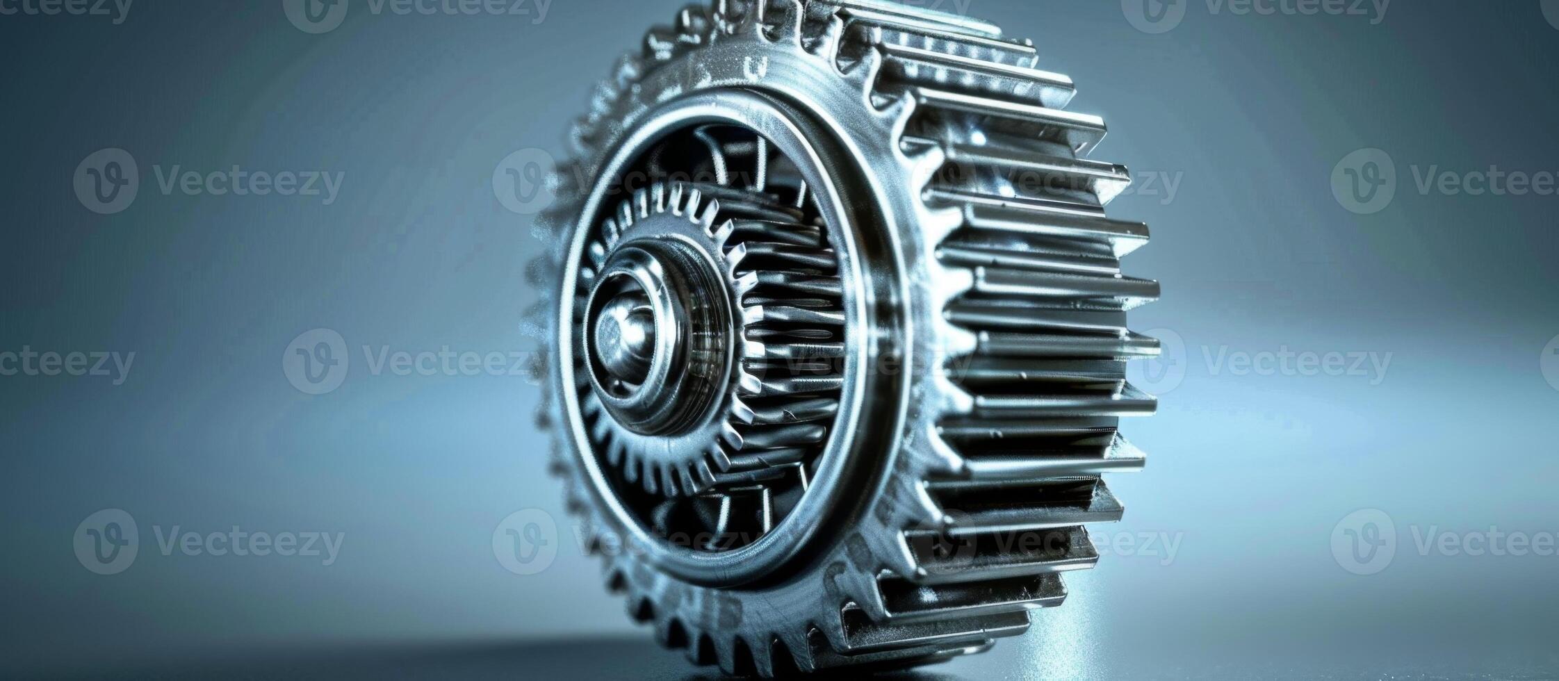 Large cogwheel rotating with smaller gear mechanism photo