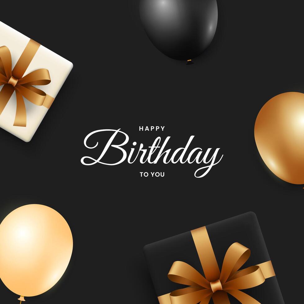 Happy Birthday celebration background. Birthday design with balloon and gift box decoration elements vector