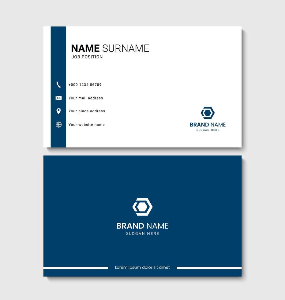 Modern business card layout design with blue accents vector