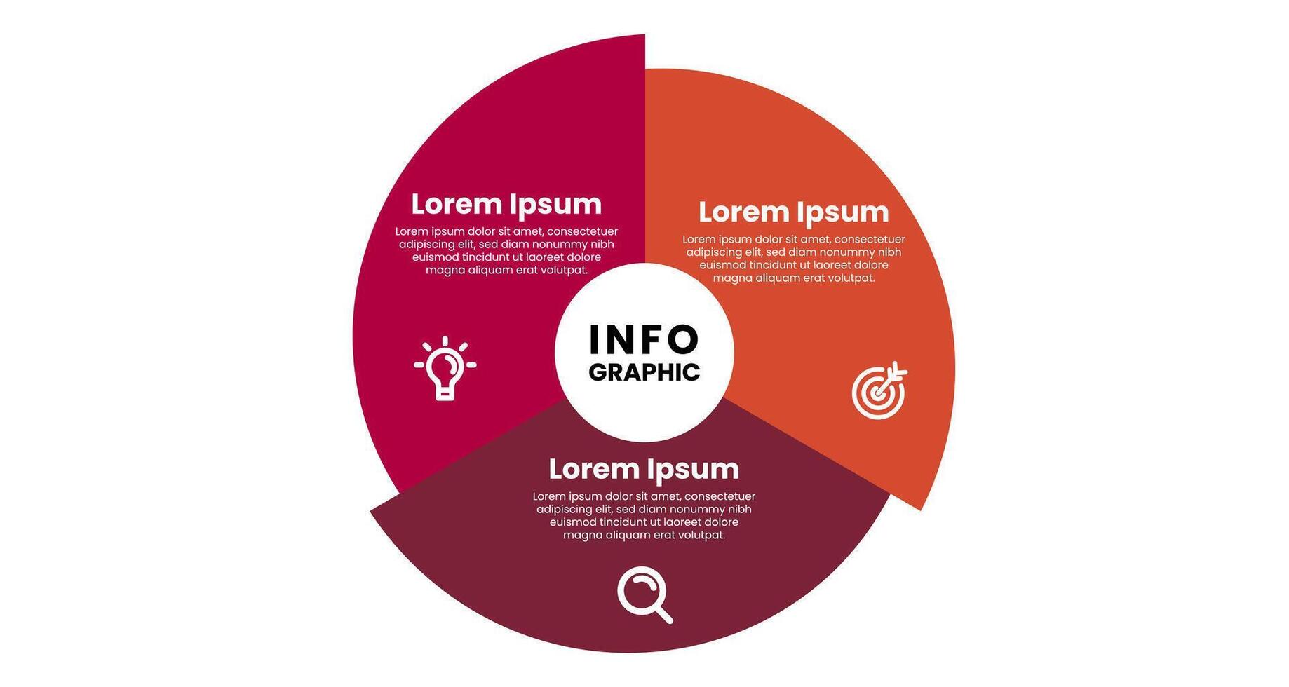 Infographic template with 3 options or steps. Circle infographic element design for business concept, presentation, flowchart, diagram, banner vector