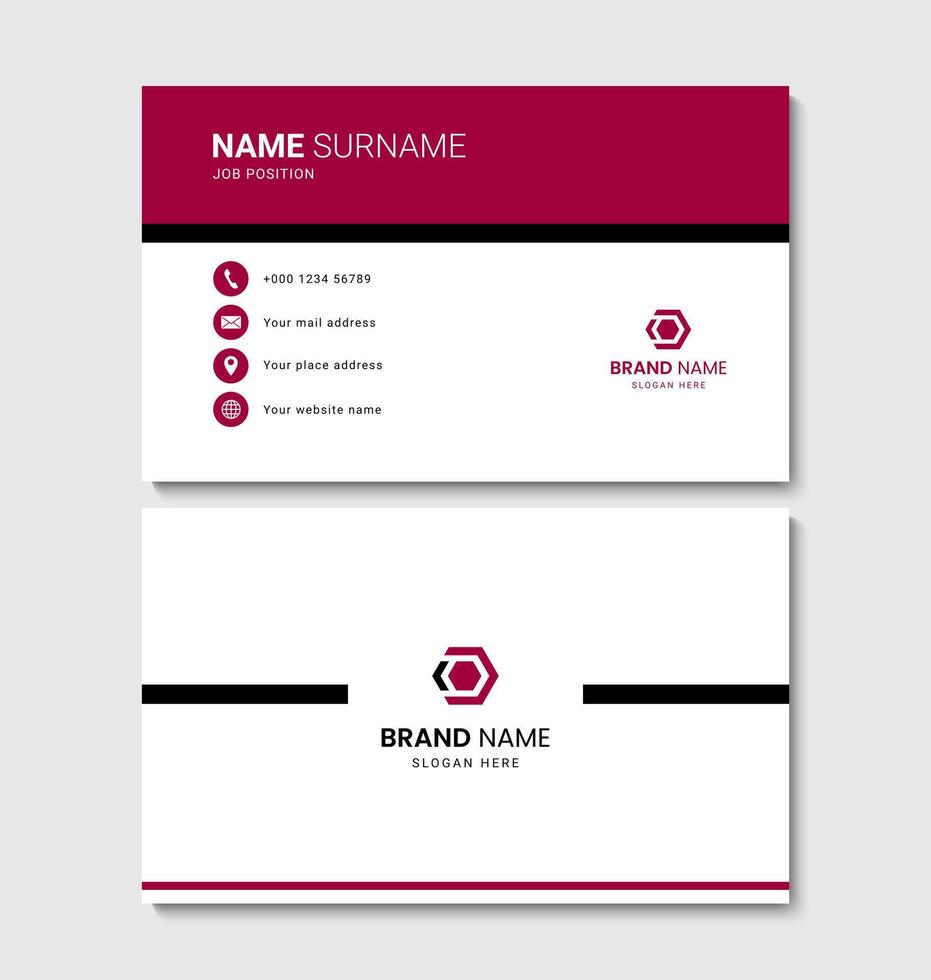 Modern business card layout design with red accents vector
