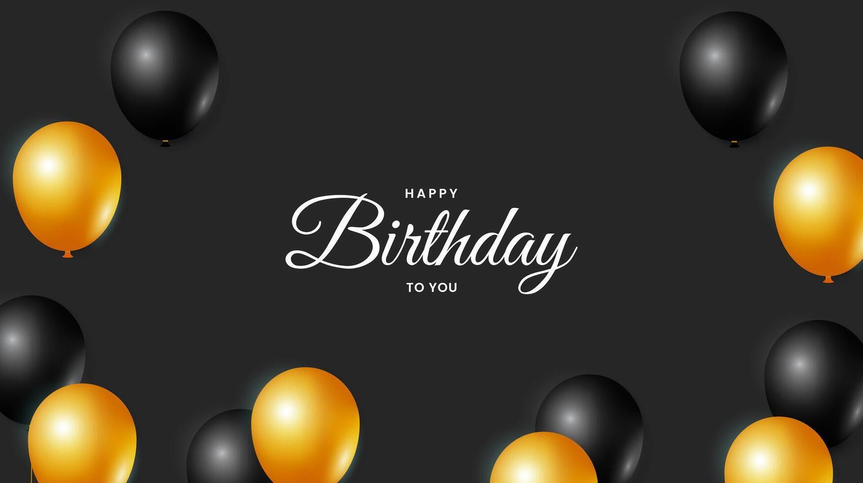 Happy birthday template design. Birthday celebration background with gold and black balloons vector