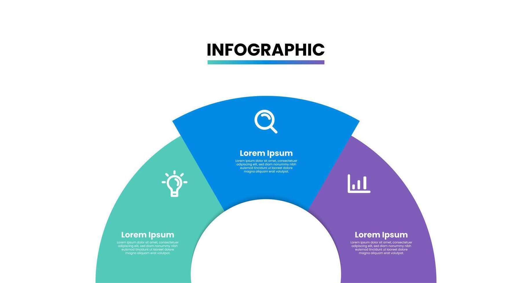 Round Infographic chart template with option, step or sections. Modern infographic element design vector