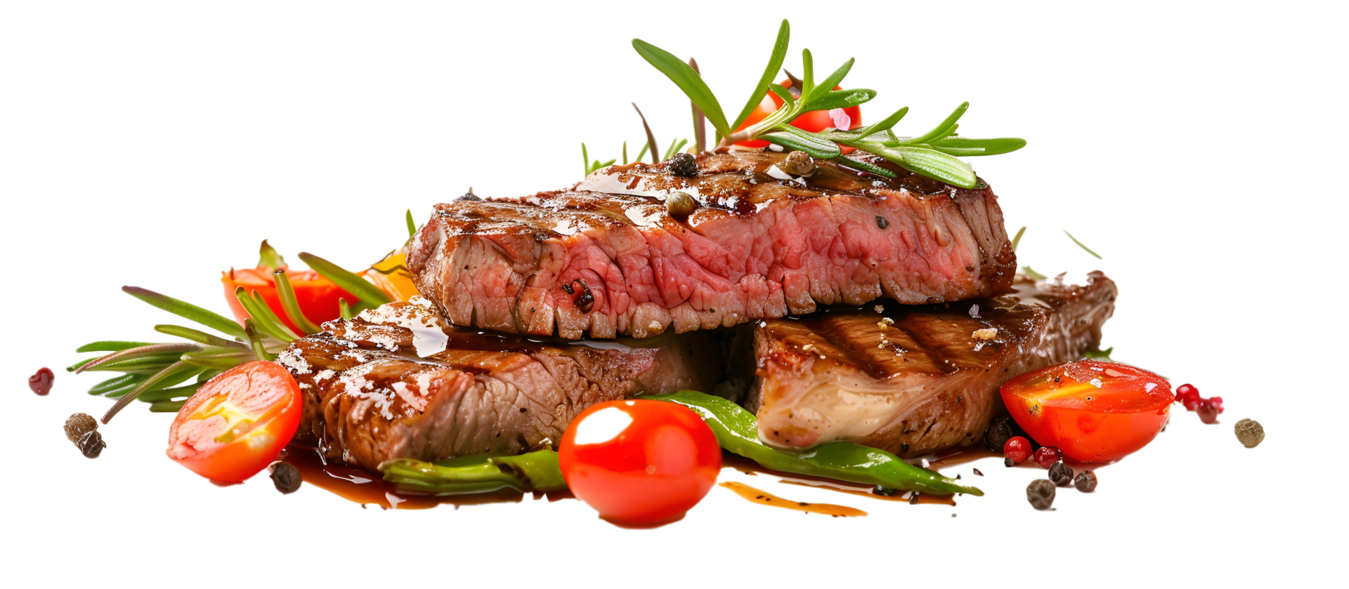 Grilled Beef Steak with Salad on transparent background png
