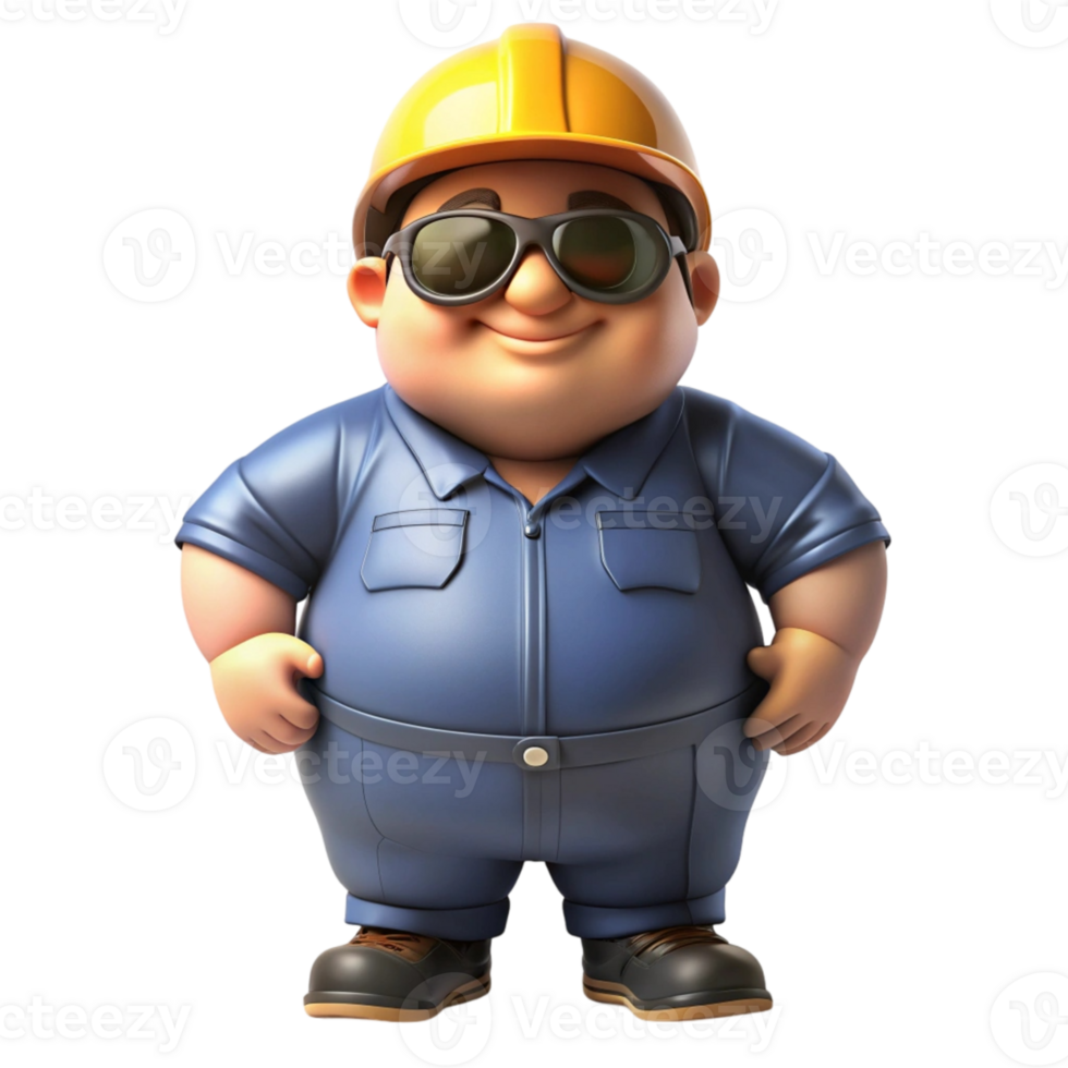 aigenerated a cartoon construction worker with sunglasses and a hard hat png