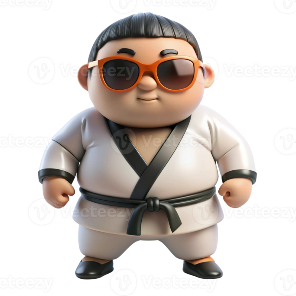 aigenerated a cartoon character wearing sunglasses and karate gear png