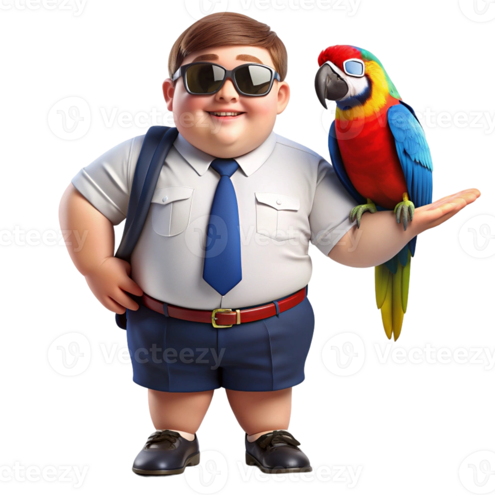 aigenerated cartoon with sunglasses and a parrot png