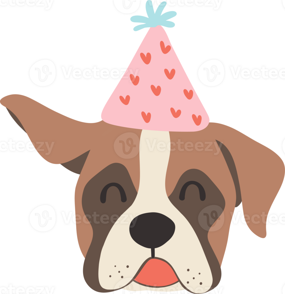 Cute Birthday dog baby boxer flat illustration png