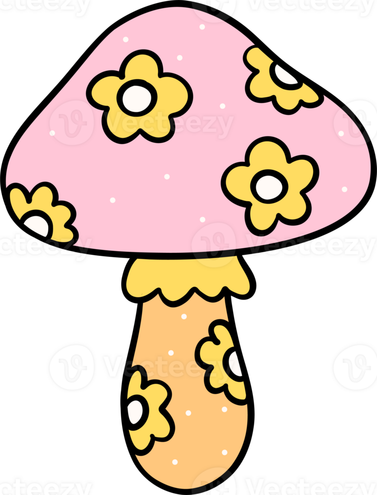 Cute Pastel Halloween musroom Groovy Retro Cartoon Character Girly Coquette Flower Doodle png
