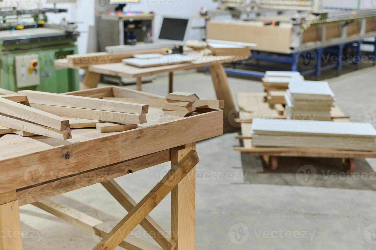 Interior of Wood Processing Industry Featuring CNC Cutting Machines and Wood Processing Equipment photo