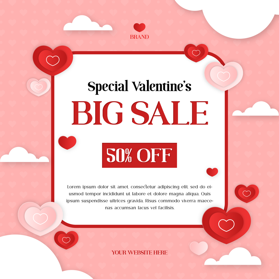 Valentine Big Sale Offer Minimalist Design Social Media Post Template psd