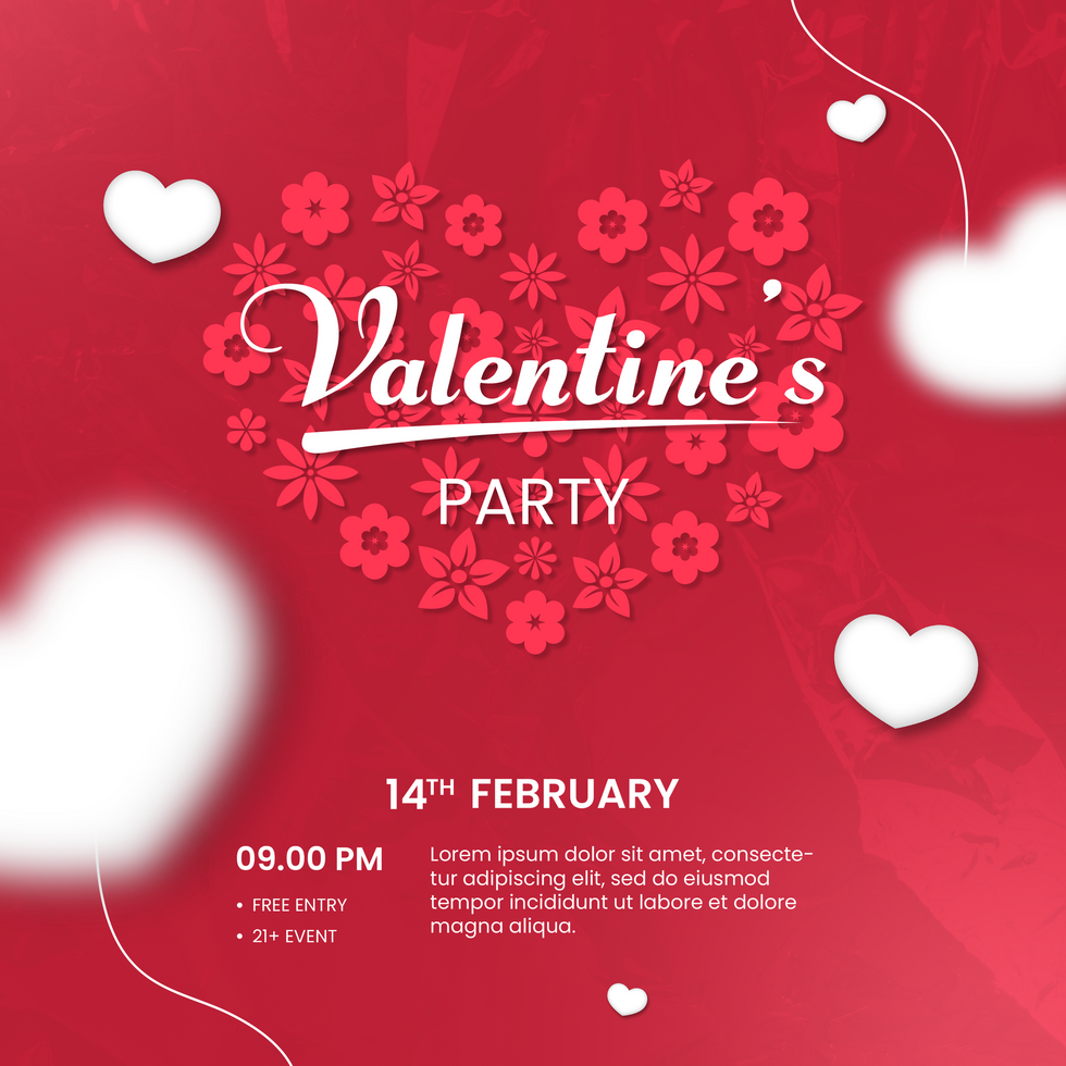 Valentine Invitation Card Minimalist Design Social Media Post Template psd
