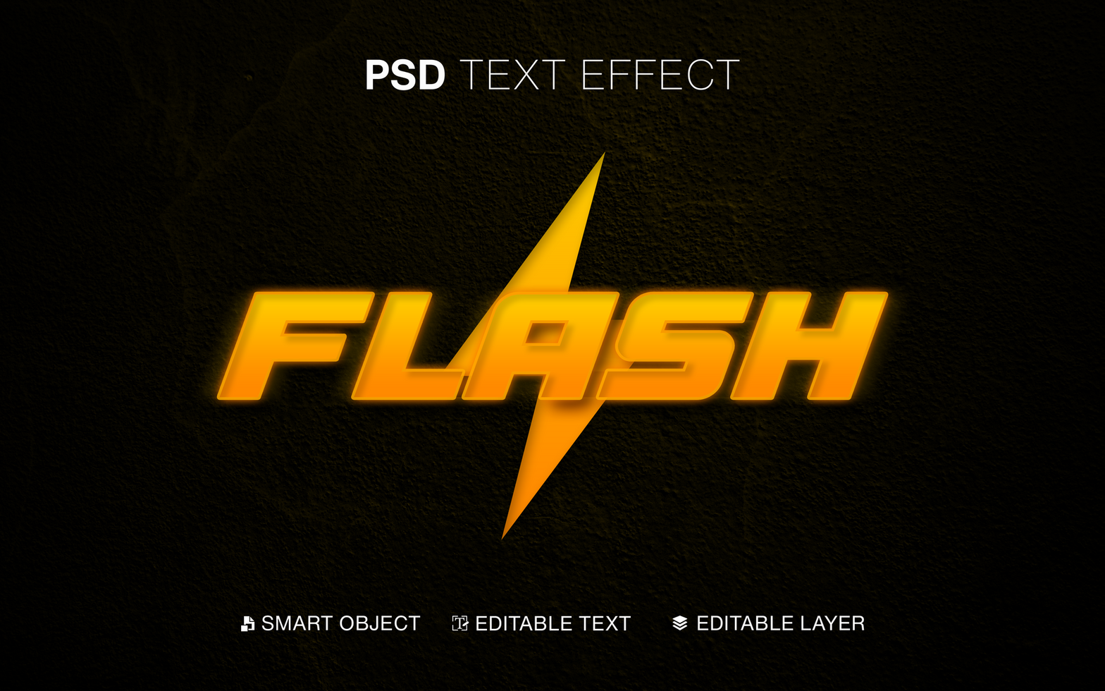 Editable logo mockup yellow text effect psd