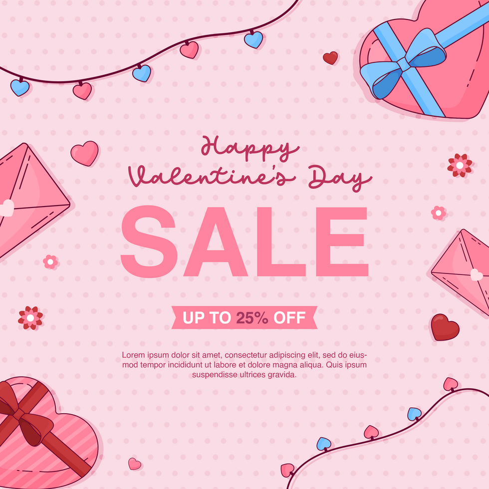 Valentine Sale Discount Offer Flat Design Social Media Post Template psd