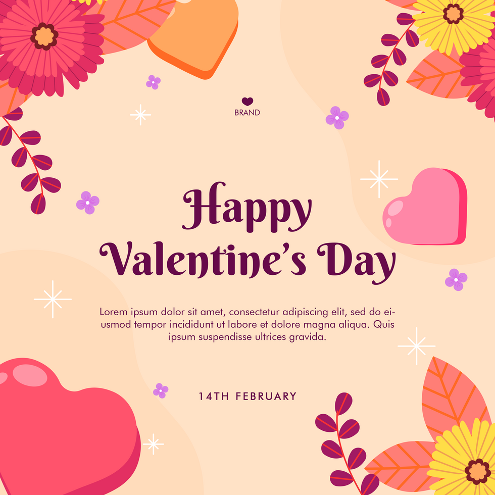 Happy Valentine's Day Greeting Card Social Media Post Template Design 2 psd