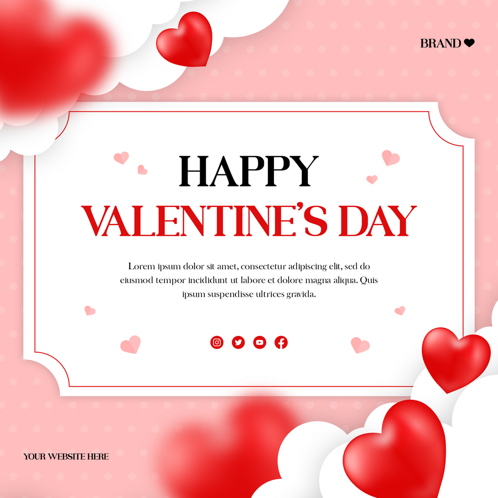 Happy Valentine's Day Greeting Card Social Media Post Template Design psd