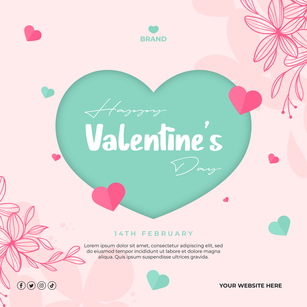 Valentine Day Greeting Card Elegant Theme Social Media Post Template Design psd