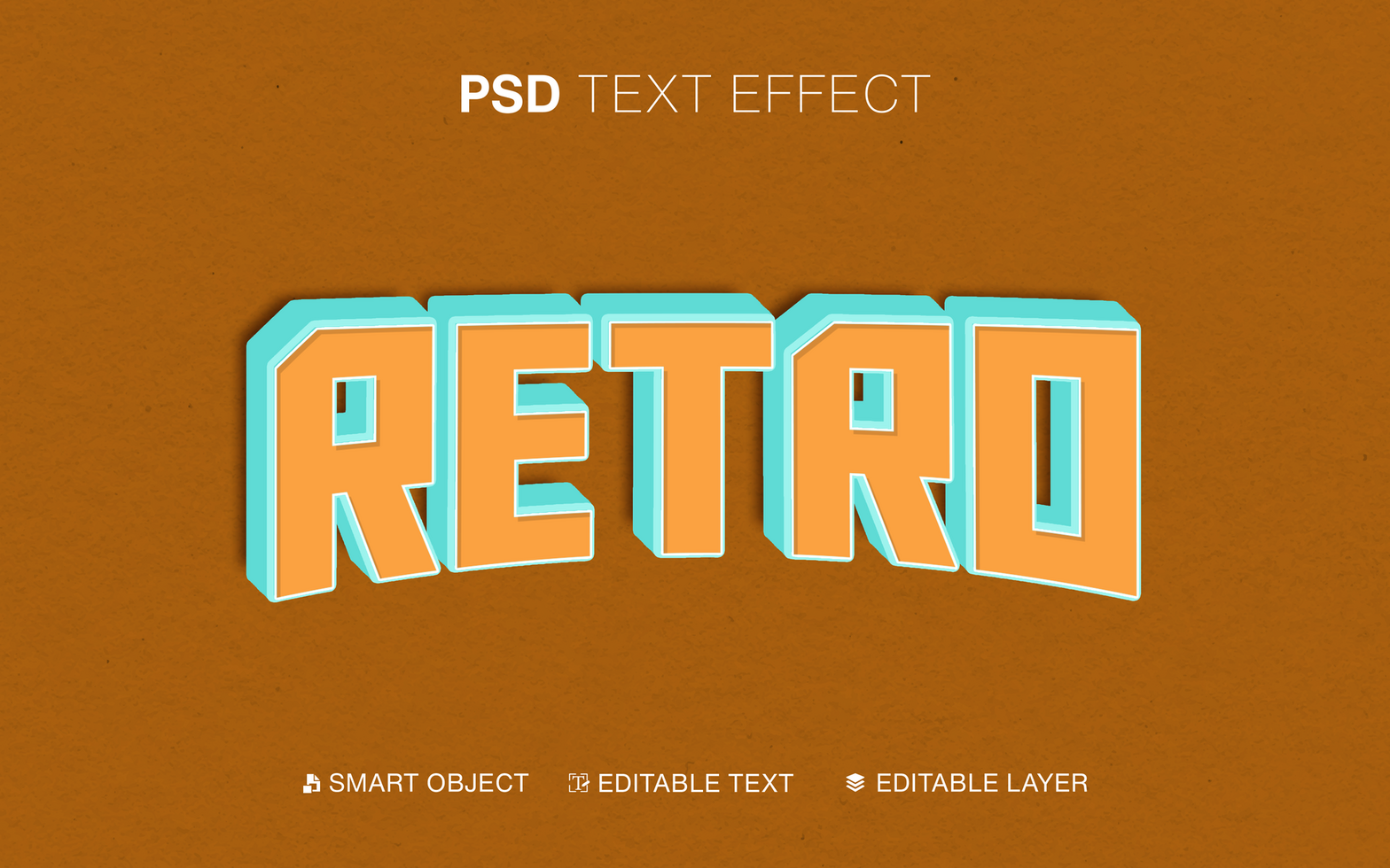 3d editable retro Text Effect psd