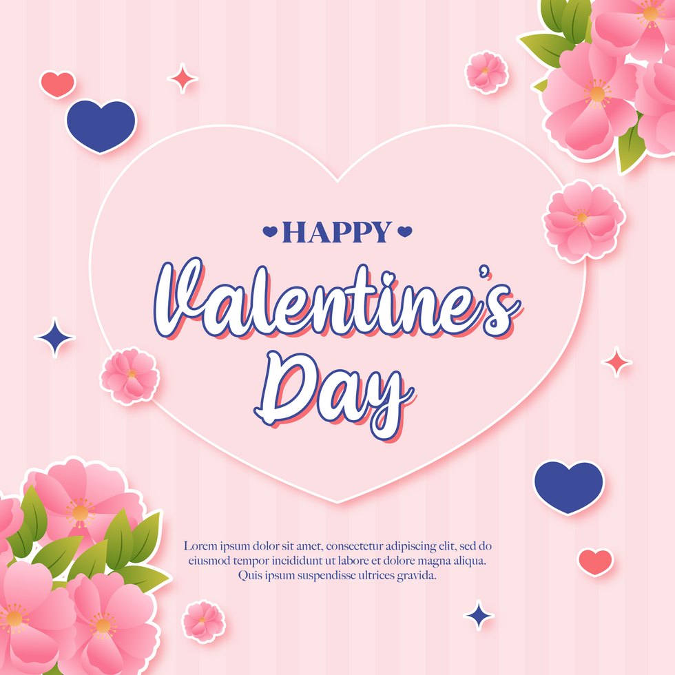 Valentine Greeting Card Elegant Minimalist Design Social Media Post Template psd