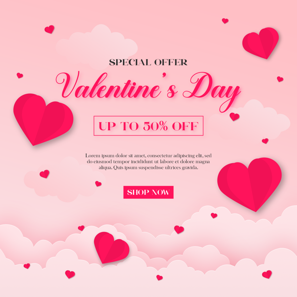 Special Offer Valentines Day Minimalist Elegant Theme Social Media Post Template psd