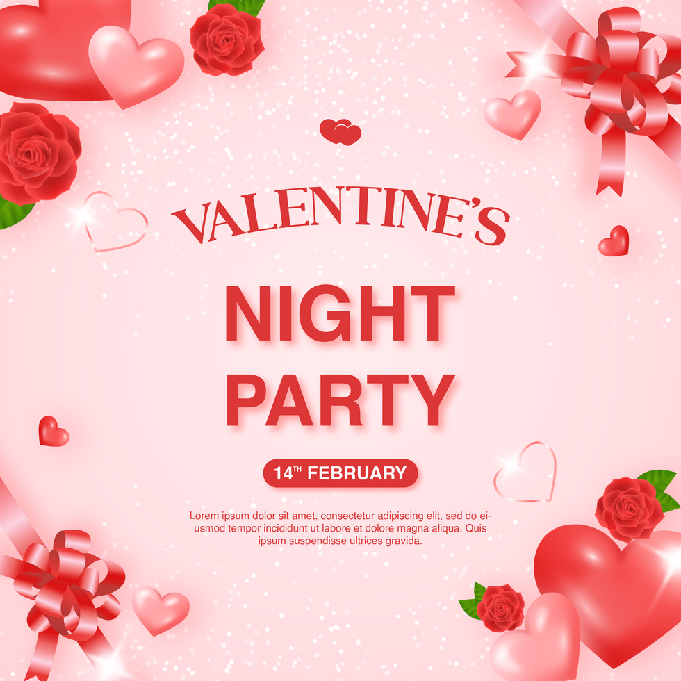 Valentines Invitation Card Elegant Social Media Post Template Design psd