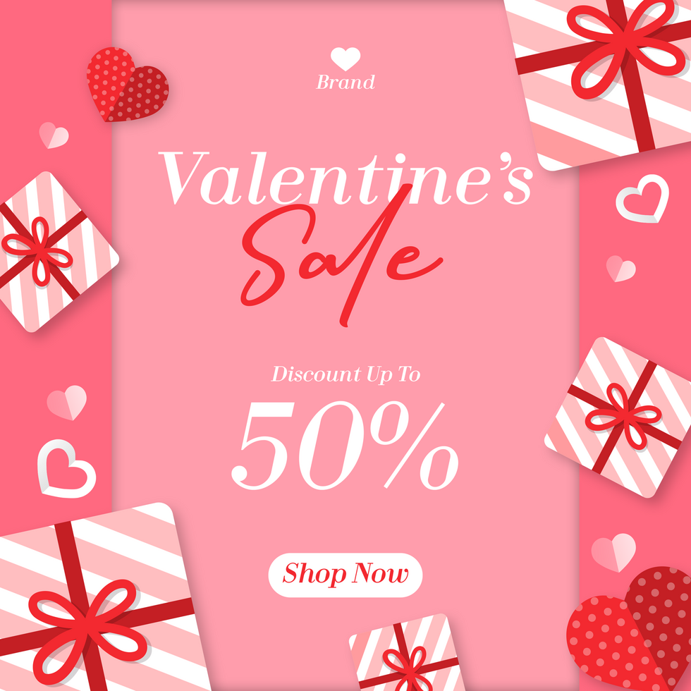Valentine's Sale Minimalist Design Social Media Post Template psd