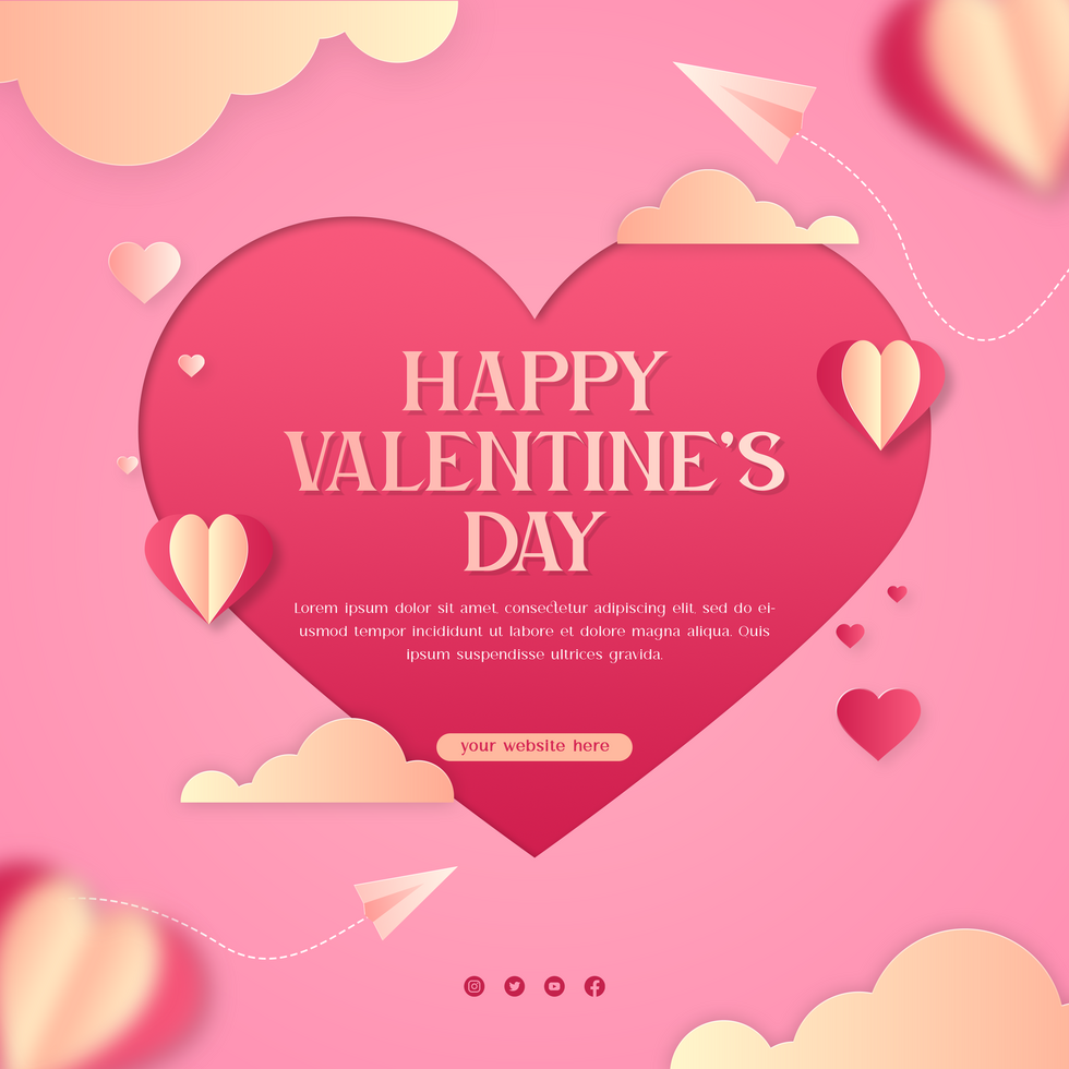 Happy Valentine's Day Greeting Card Elegant Minimalist Social Media Post Template Design psd