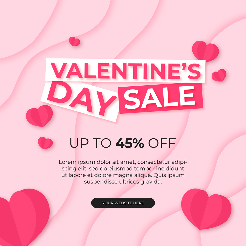 Valentines Day Sale Offer Minimalist Design Social Media Post Template psd