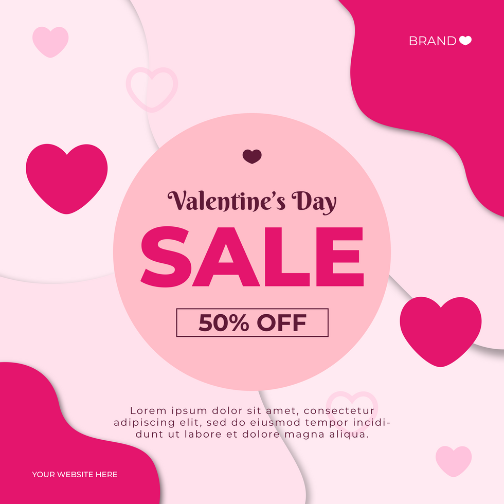 Valentine Sale Minimalist Pink Social Media Post Template Design psd