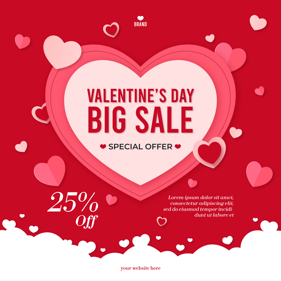 Valentines Big Sale Special Offer Minimalist Design Social Media Post Template psd