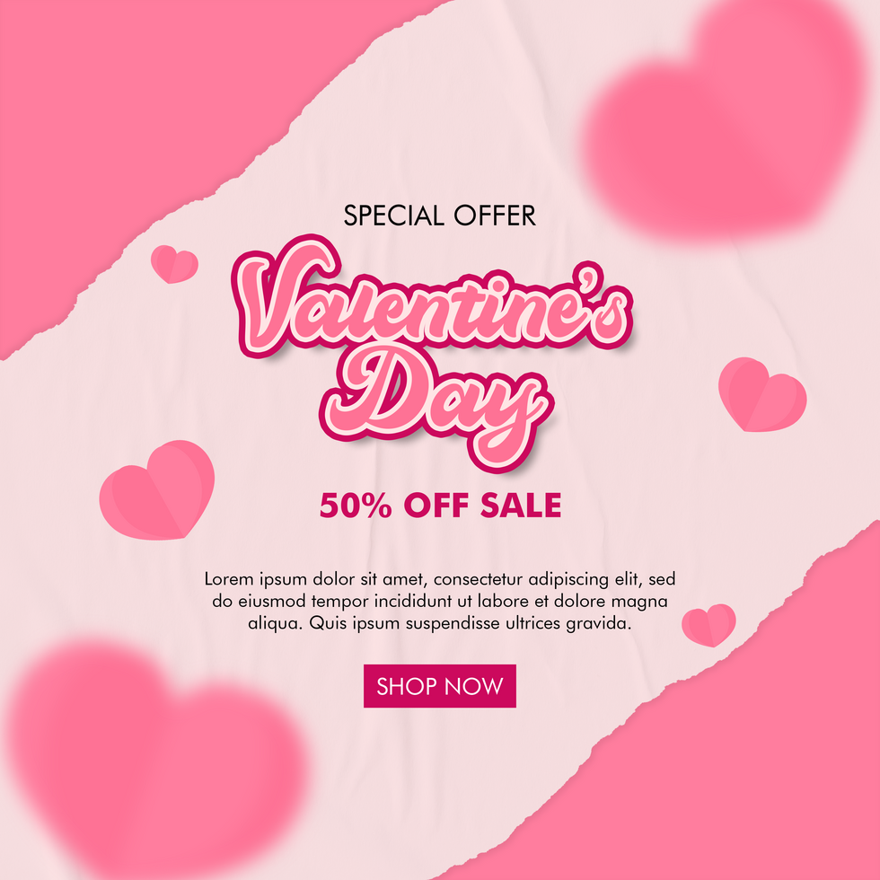 Valentines Day Sale Discount Offer Promotion Minimalist Design Social Media Post Template psd