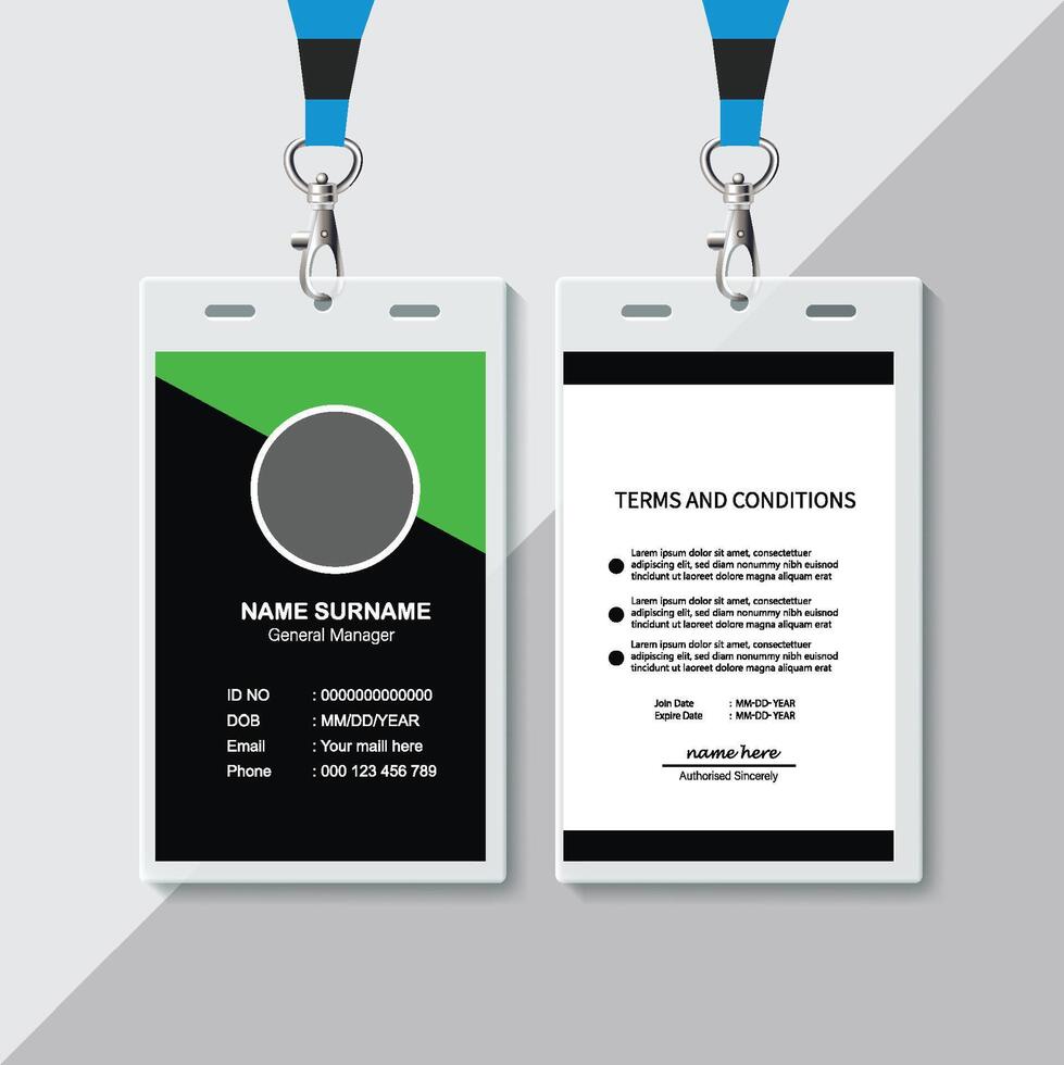 Abstract Fresh Green Yellow Wavy Id Card Design, Professional Identity Card Template vector