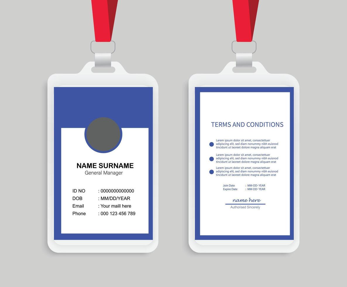 Modern ID card design template. Corporate identity card design. Professional employee id card vector