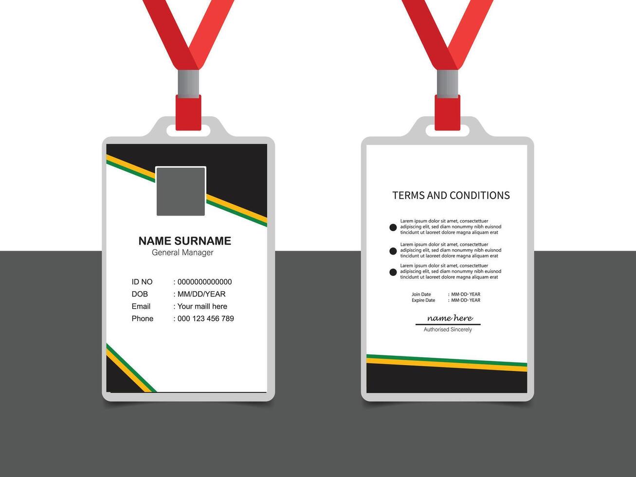 Modern ID Card Template with an author photo place. Office Id Card Layout. Employee Id Card for Your Business or Company vector