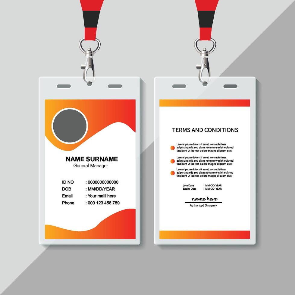 Modern ID Card Template with an author photo place. Office Id Card Layout. Employee Id Card for Your Business or Company vector