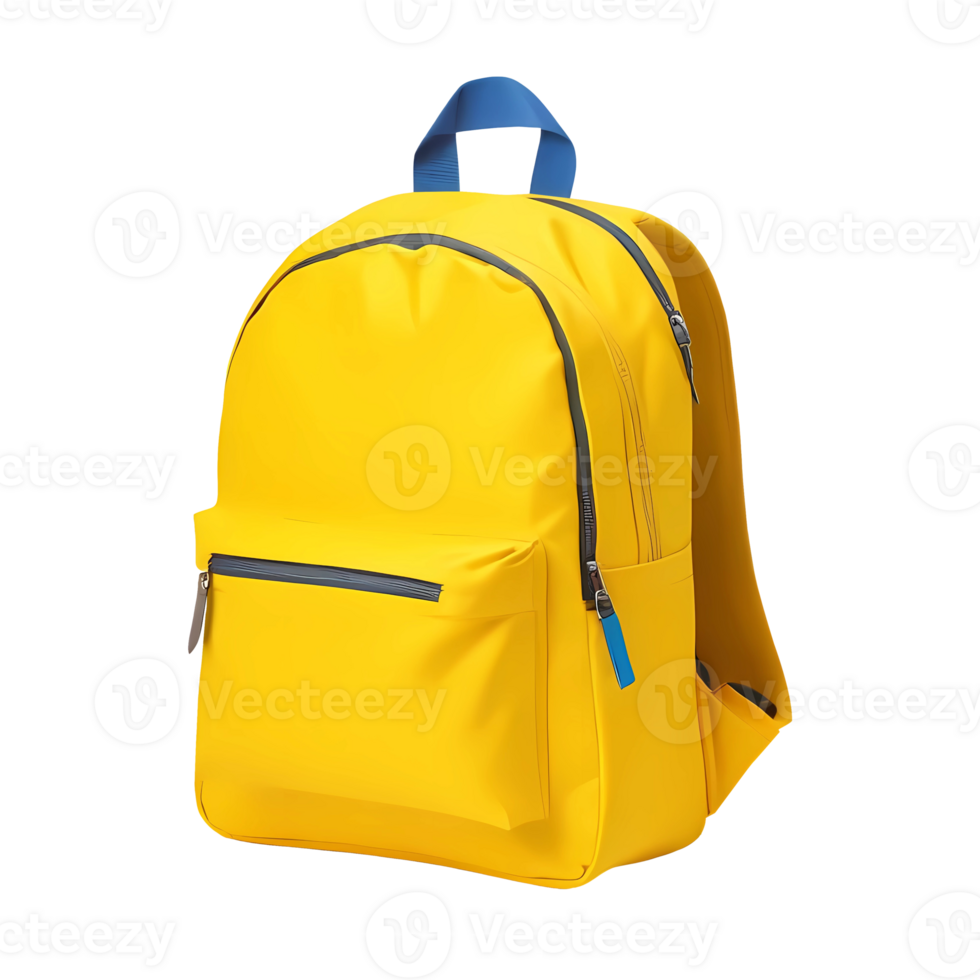 3d rendering yellow backpack for school png