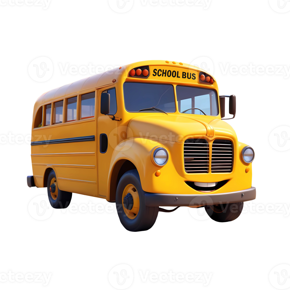 3d rendering school bus cartoon character png