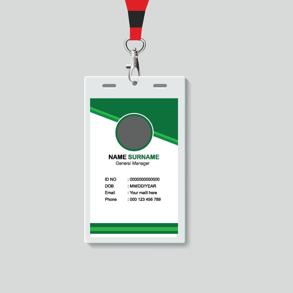 Abstract Green Smooth Wavy Id Card Design with Blurry Mesh Background Element, Professional Identity Card Template and Employee and Others vector