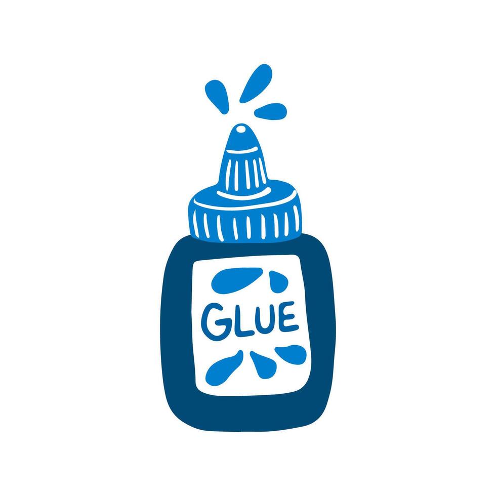 Cute glue bottle icon. Cartoon style glue bottle color drawing. School or office supplies item. Stationery single object. vector