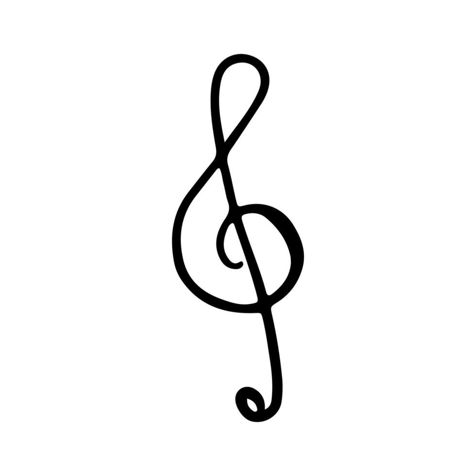 Treble g clef symbol. Music note sign. vector