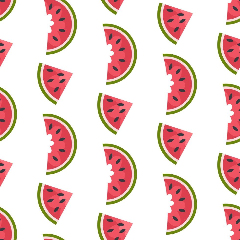 Modern art minimalist style seamless pattern with watermelon slices. Perfect for banner, textile, fabric, paper, label, sale. Hand drawn illustration. vector