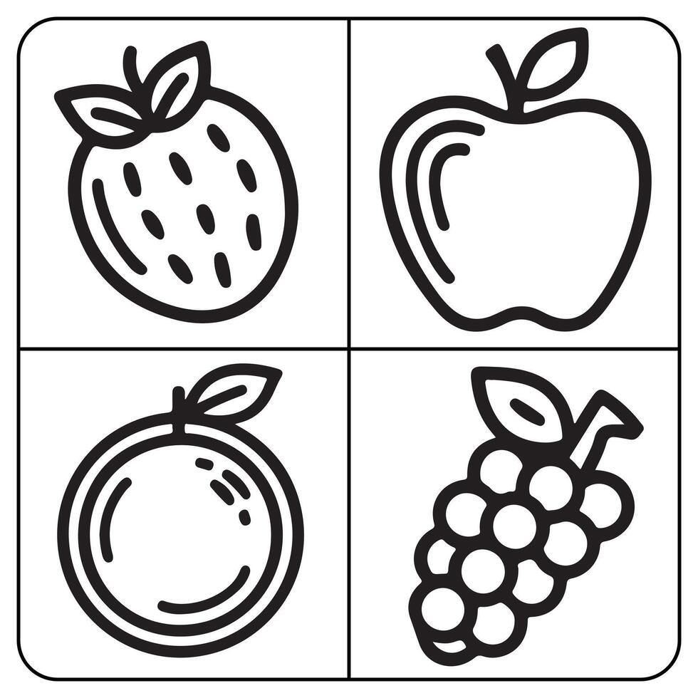 Fruits coloring page for kids colouring book page illustration vector