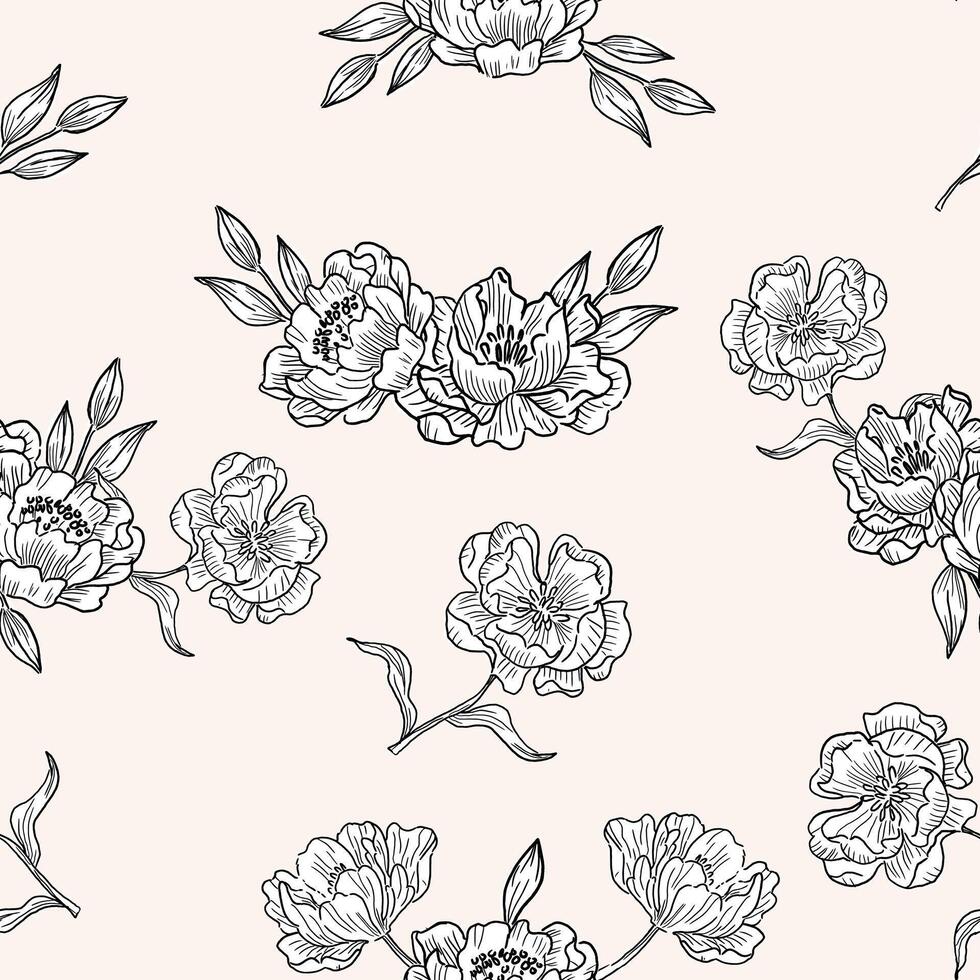 Seamless Pattern with Rose and Leaves vector