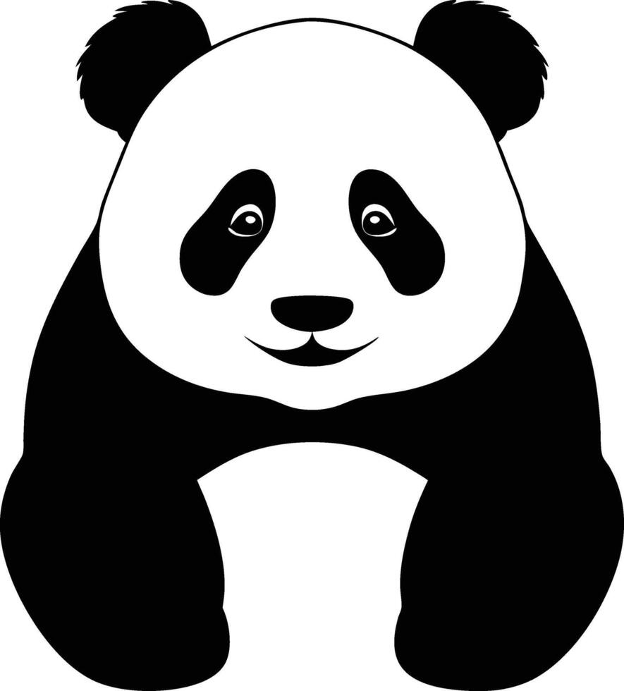 panda bear silhouette Logo design template. Panda Icon Illustration black white, Minimal panda logo template animal logo icon vector