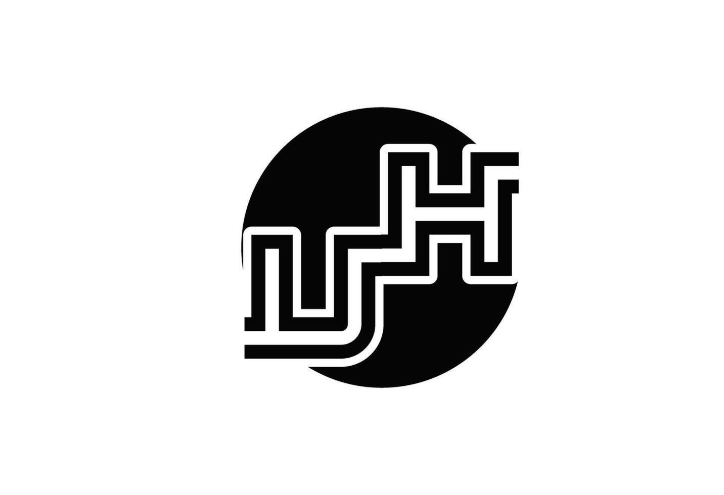 UH or Hu minimal black logo vector