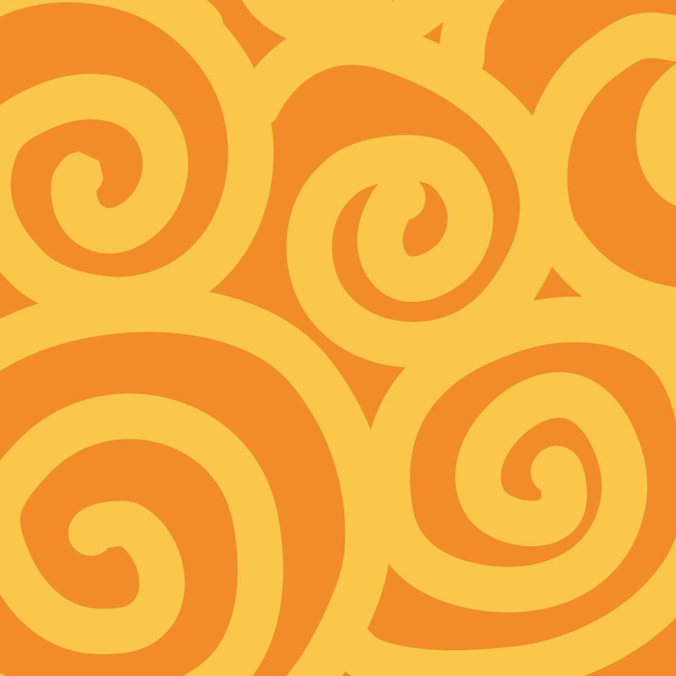 A pattern of yellow spirals on a orange background vector