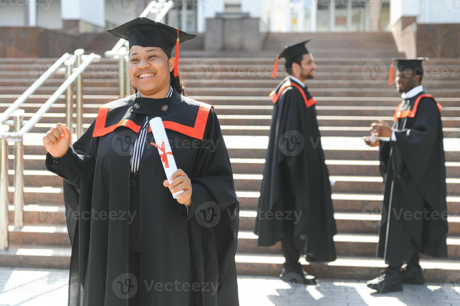 pretty african female college graduate at graduation photo