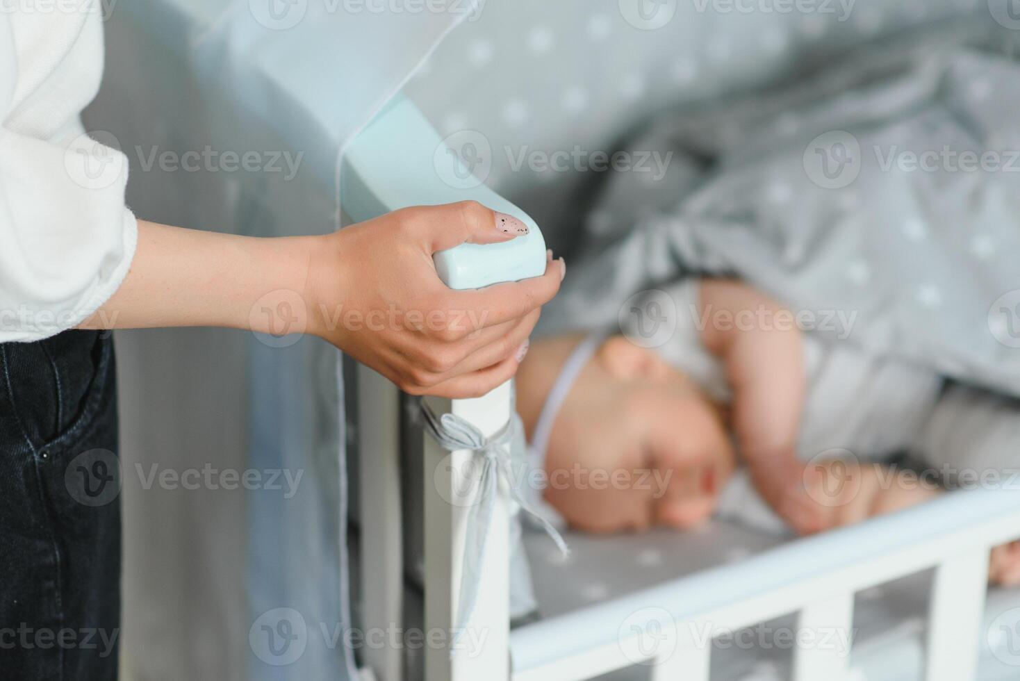 Newborn baby sleep first days of life. Cute little newborn child sleeping peacefully photo