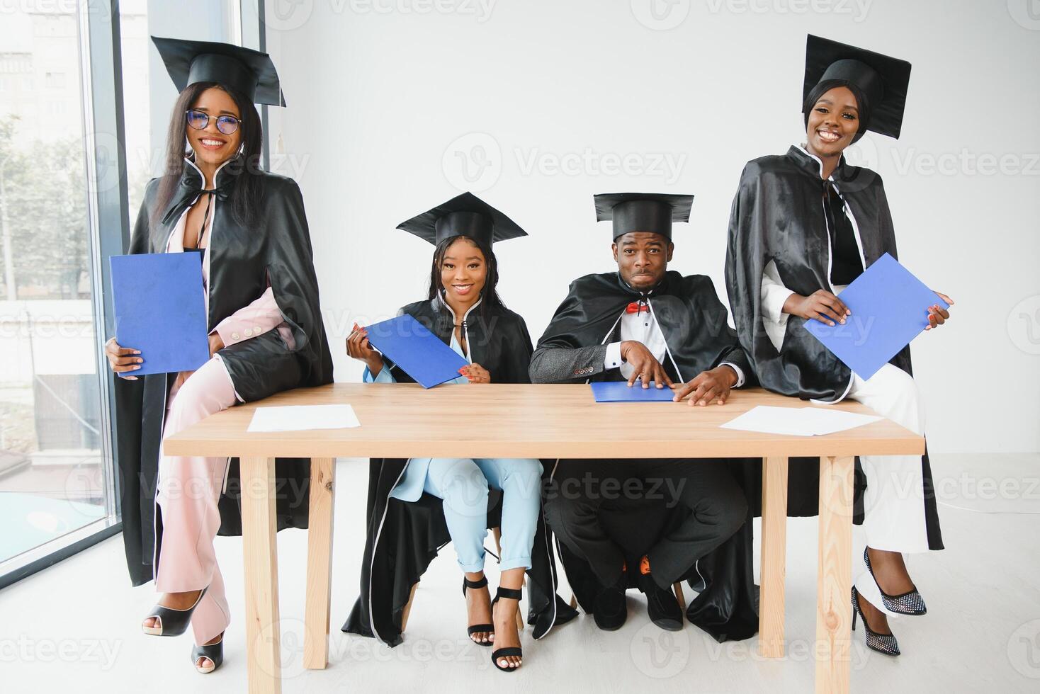 group of multicultural university graduates. photo